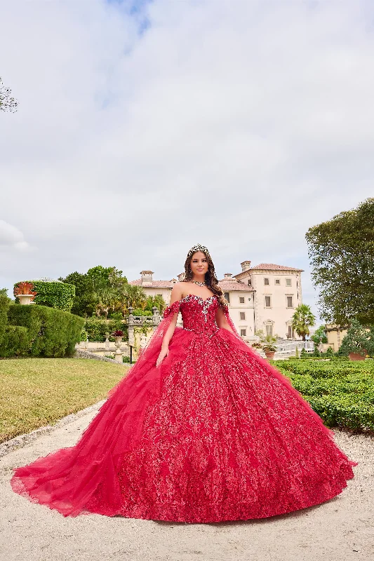 Amarra 54212 Size 4 Wine Quinceanera Gown Ballgown Ruffle Train off the Shoulder Party Dress Formal