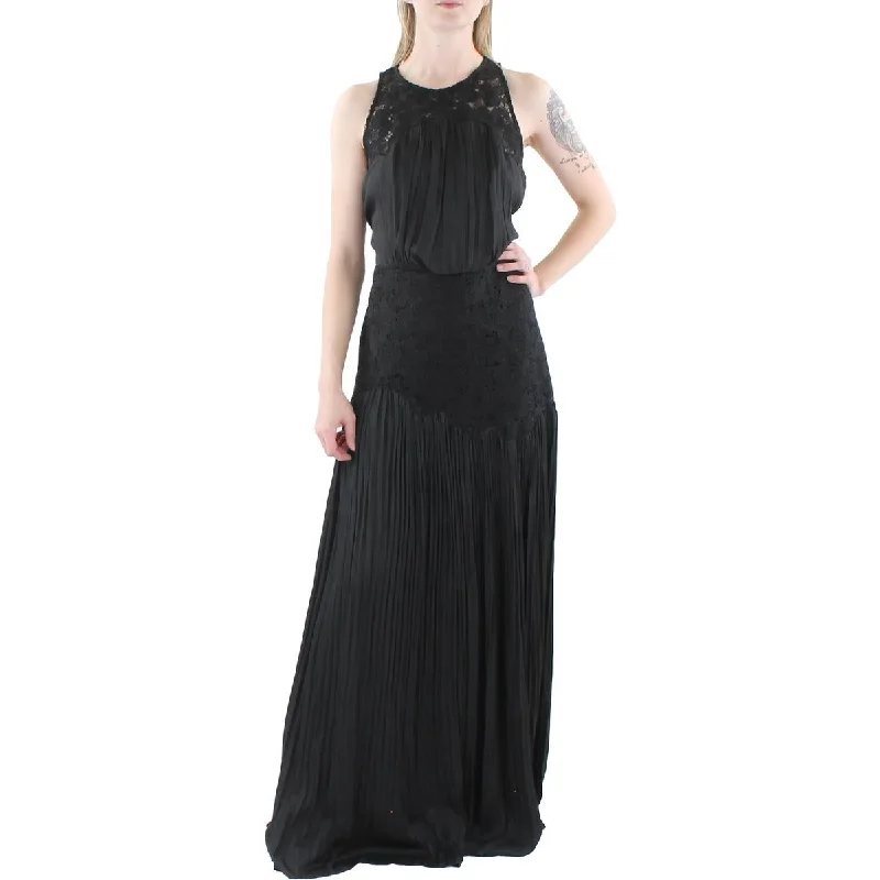 Halston Womens Melanie Lace Maxi Evening Dress