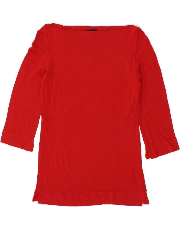 ARMANI JEANS Womens Top 3/4 Sleeve UK 14 Medium Red Viscose