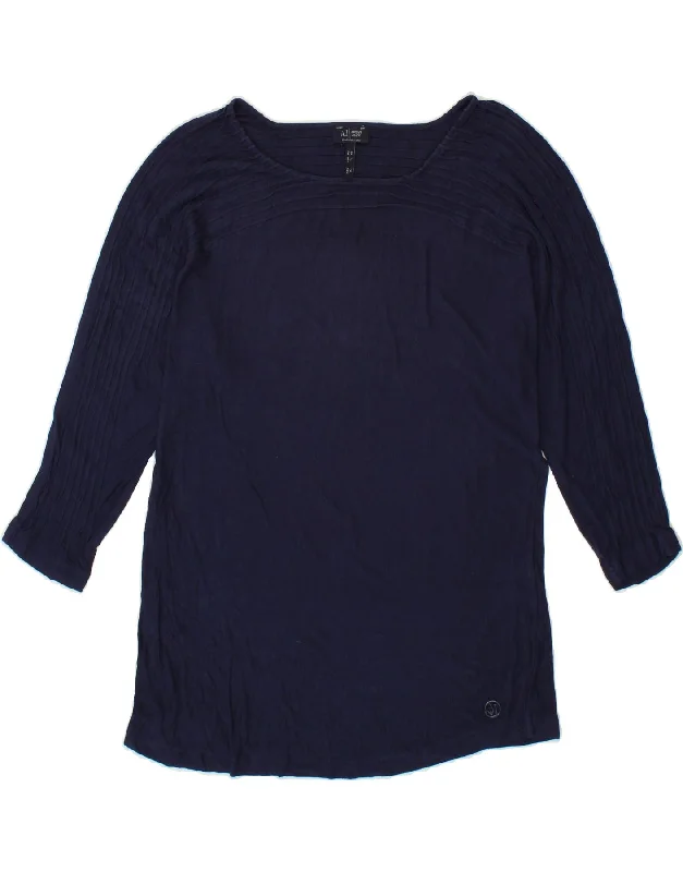 ARMANI JEANS Womens Top 3/4 Sleeve US 10 Large Navy Blue Viscose