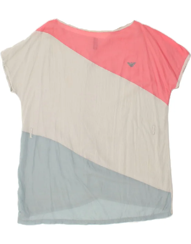 EMPORIO ARMANI Womens T-Shirt Top UK 20 2XL Grey Colourblock