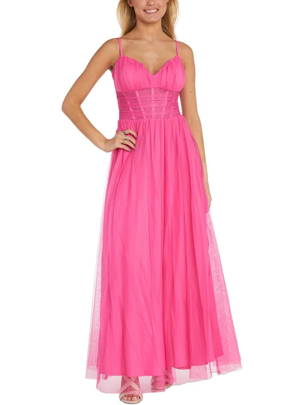 Juniors Womens Sweetheart Neck Long Evening Dress