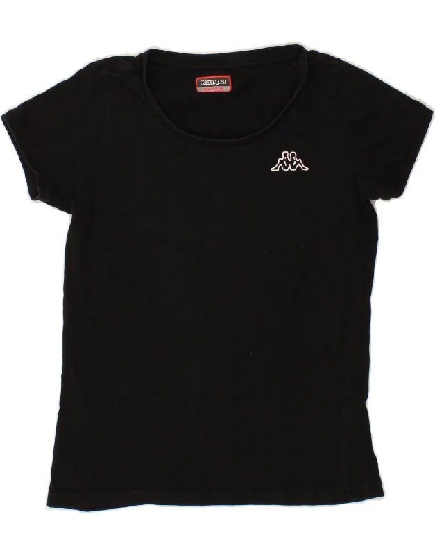 KAPPA Womens T-Shirt Top UK 12 Medium Black Cotton