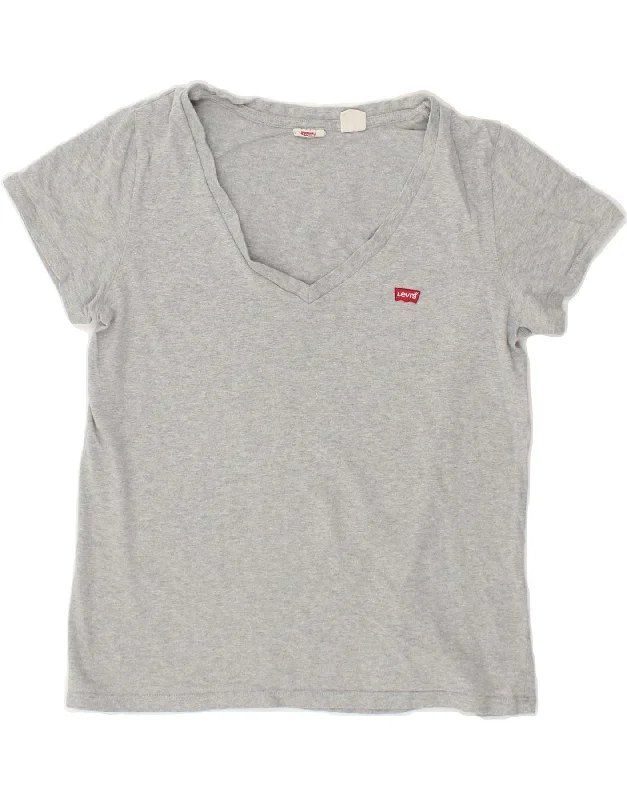 LEVI'S Womens T-Shirt Top UK 14 Medium Grey