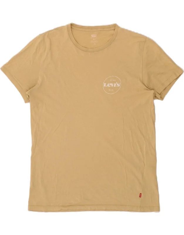 LEVI'S Womens T-Shirt Top UK 16 Large Beige Cotton