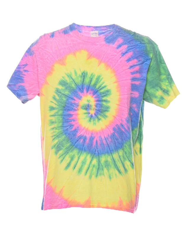 Tie Dye Design Multi-Colour Printed T-shirt - L