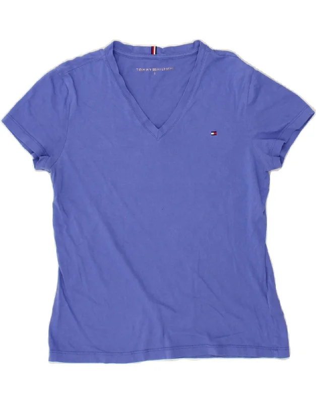 TOMMY HILFIGER Womens T-Shirt Top UK 10 Small Blue Cotton