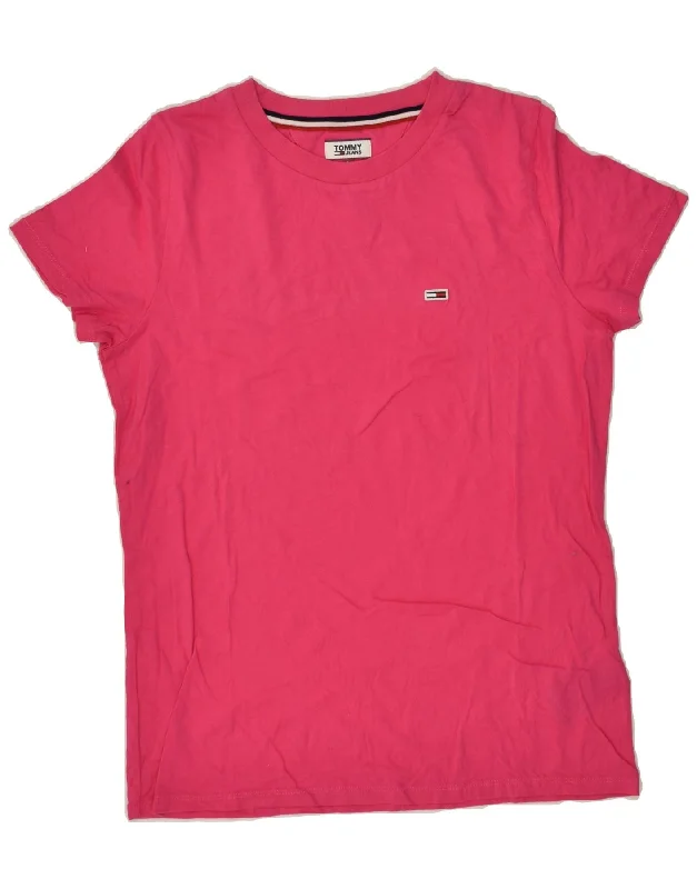 TOMMY HILFIGER Womens T-Shirt Top UK 16 Large Pink Cotton