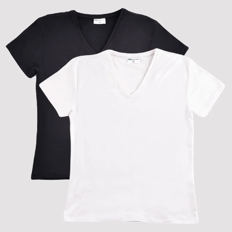 Women’s Bamboo Vee Neck T-Shirt - 2 Pack Essential Range