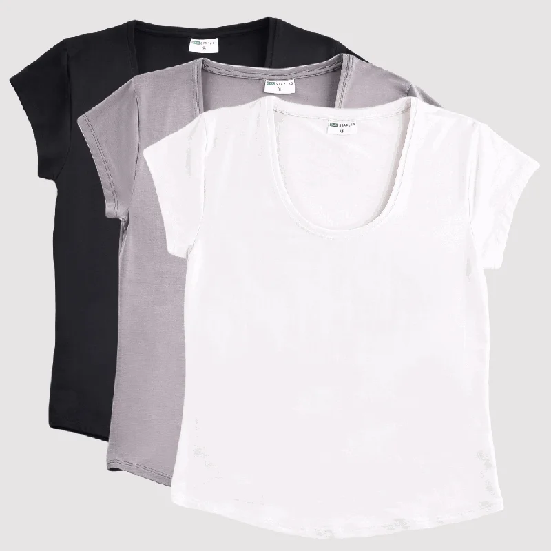 Women’s Bamboo Scoop Neck T-Shirt - 3 Pack Essential Range