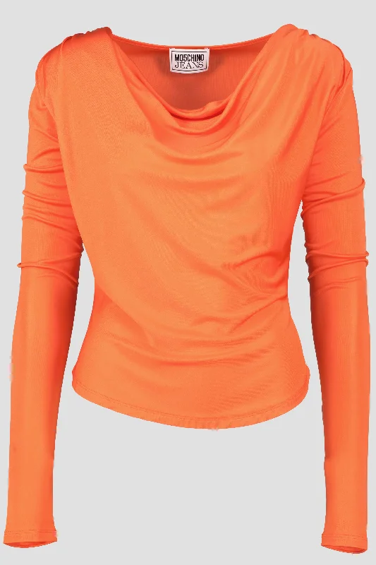 Women's Moschino Jeans Orange Cowl Neck Top