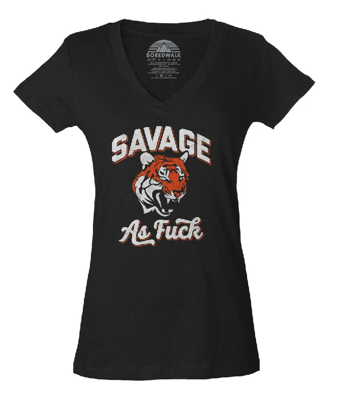 Women's Savage as Fuck Tiger Vneck T-Shirt