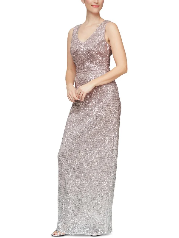 Womens Sequined Polyester Evening Dress