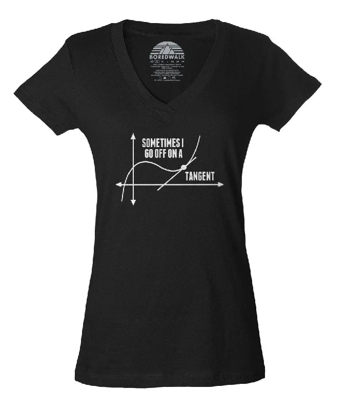 Women's Sometimes I Go Off On A Tangent Vneck Math Geeky T-Shirt