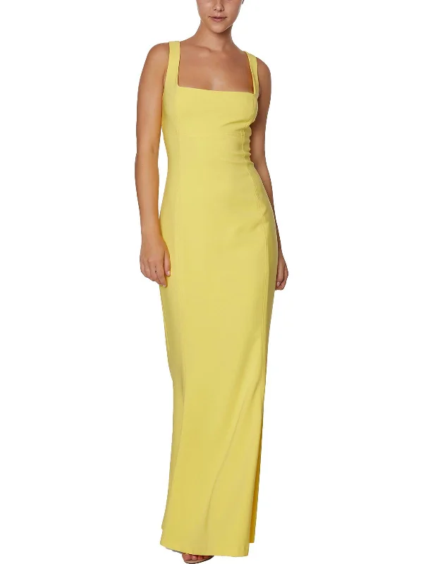 Womens Square Neck Sleeveless Evening Dress