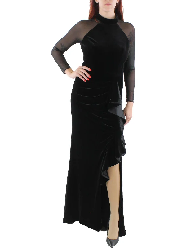 Womens Velvet Maxi Evening Dress