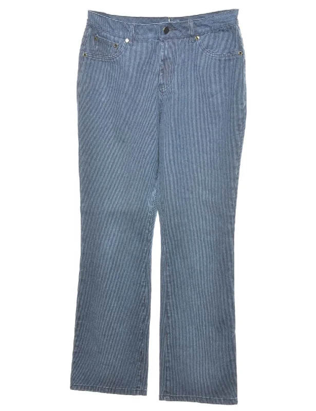 Blue Pinstriped High Waist Jeans - W28 L29