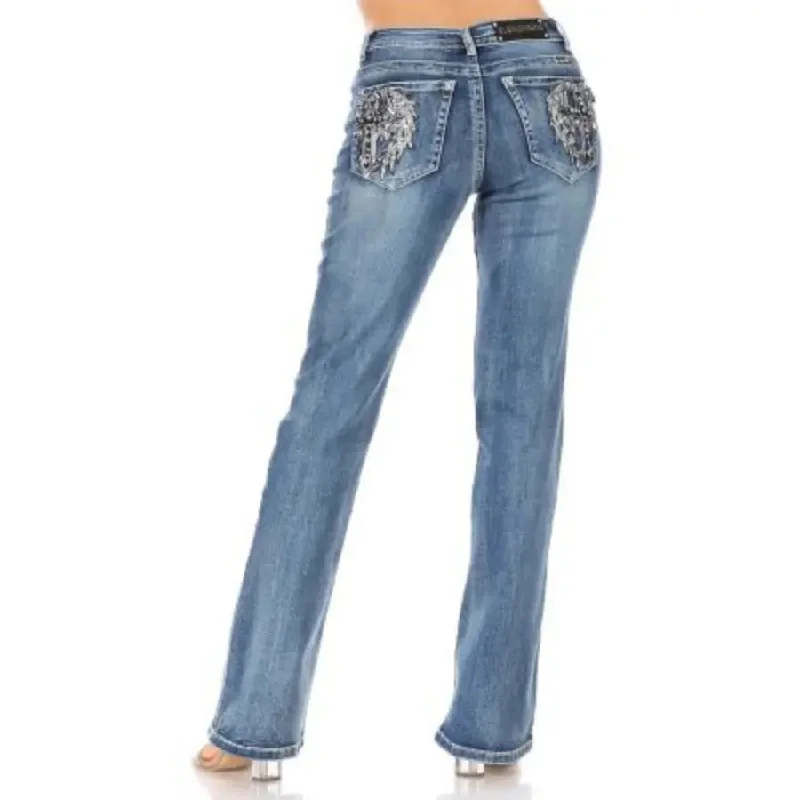 Platinum Plush Women's Cross Angel Wing Jeans