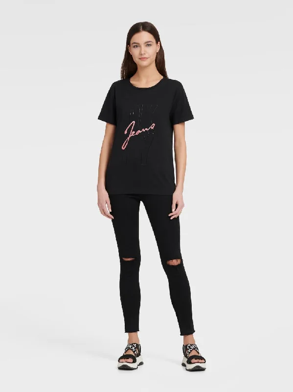 DKNY JEANS LOGO TEE WITH SEQUIN