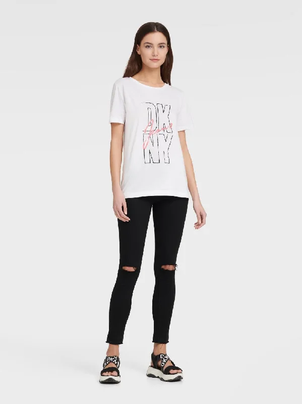 DKNY JEANS LOGO TEE WITH SEQUIN