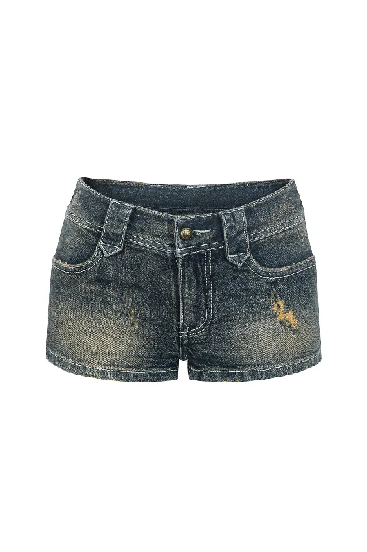 Low Rise Vintage Washed Jeans Shorts