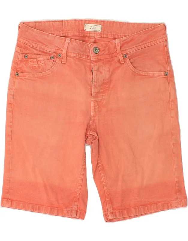 PEPE JEANS Womens Low Waist Slim Fit Denim Shorts W32 Large Orange