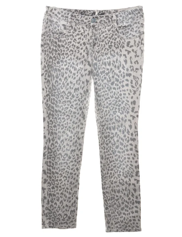 Y2K Low-Rise Leopard Print Jeans - W32 L30