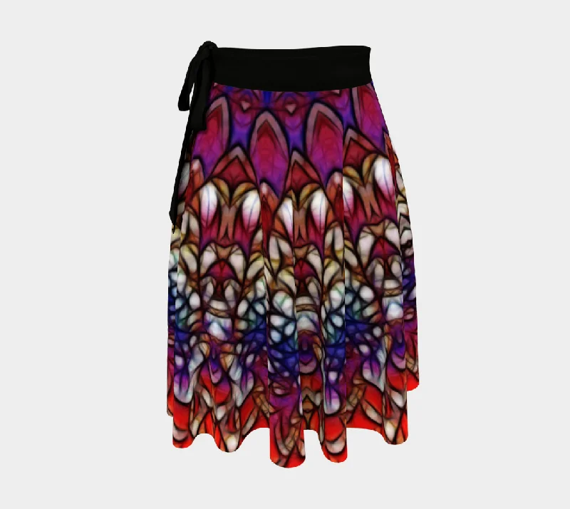 Abstract Colorful Petals Wrap Skirt