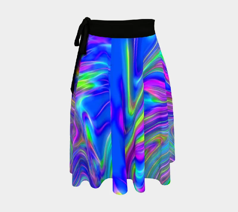 Abstract In Blue Wrap Skirt