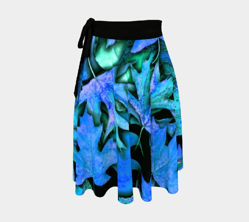 Blue Fall leaves Wrap Skirt