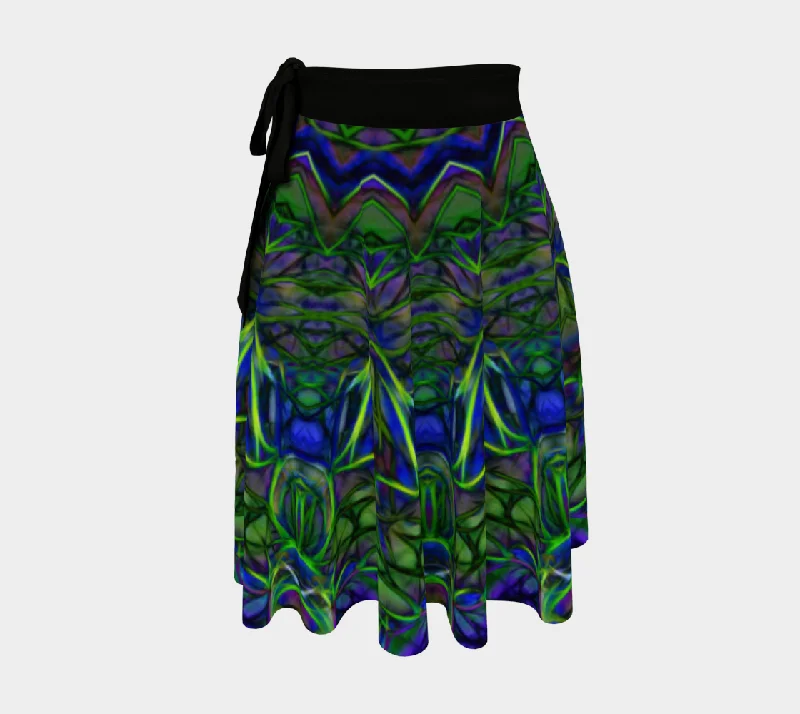 Blue Green Abstract Wrap Skirt