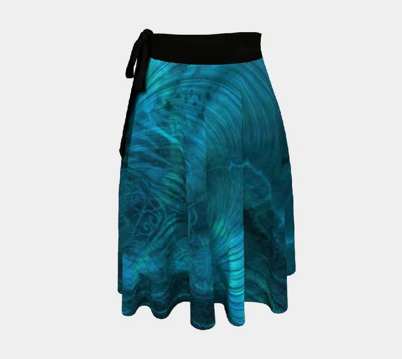 Blue Metallic Fractal Wrap Skirt