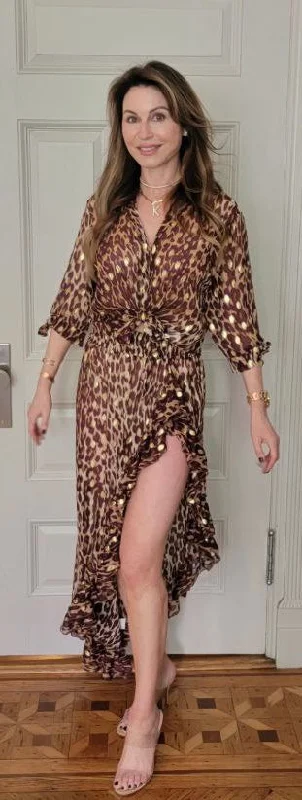 Brown Silk Leopard Print