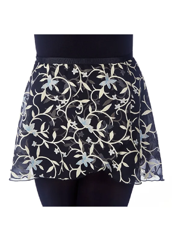 Black Floral Expressions Wrap Skirt (14" Hem)