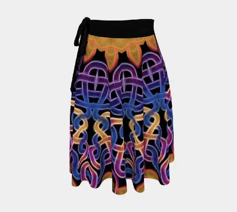 Gold Blue Pink Celtic Kaleidoscope Wrap Skirt