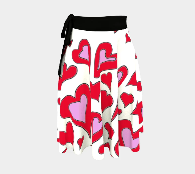 Hearts Drawing Wrap Skirt