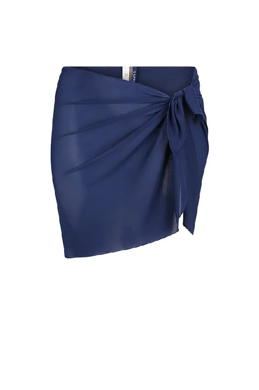 Navy Mesh Short Tie Skirt Bottom