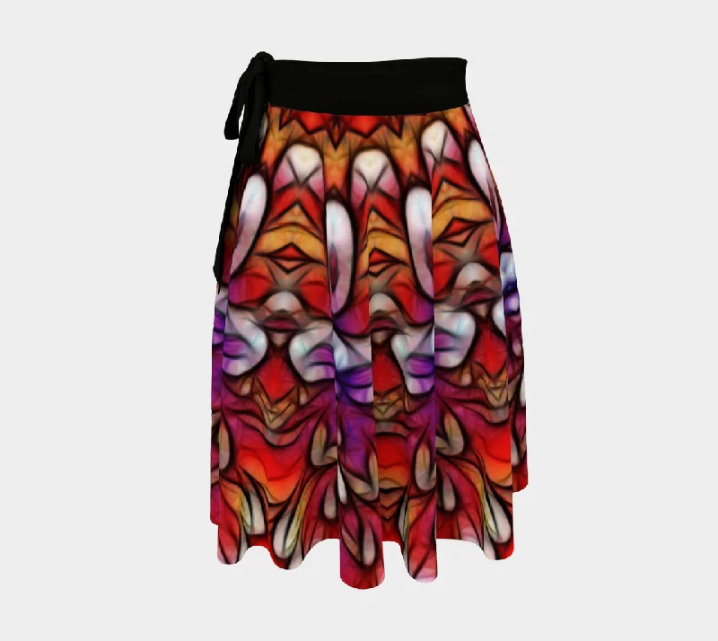 Orange Purple Flower Abstract Wrap Skirt