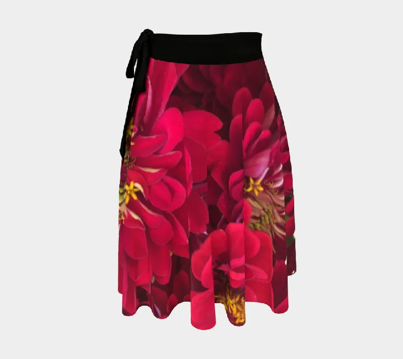 Peach and Pink Zinnias Wrap Skirt