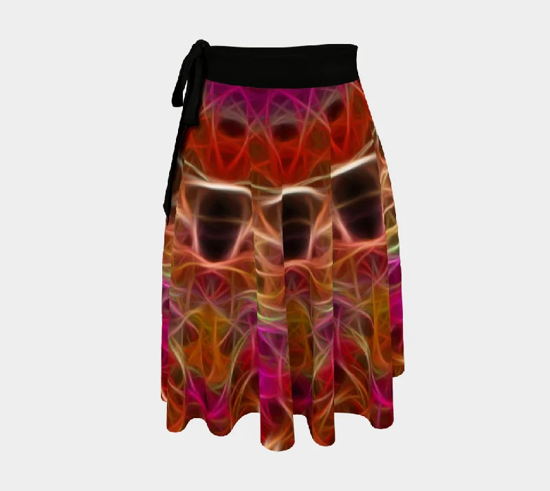 Pink Orange Abstract Wrap Skirt