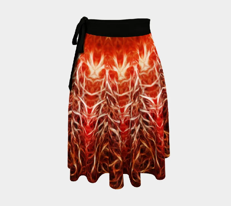 Red Abstract Wrap Skirt