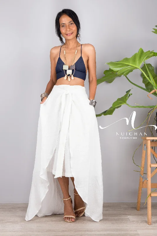 White Cotton wrap skirt