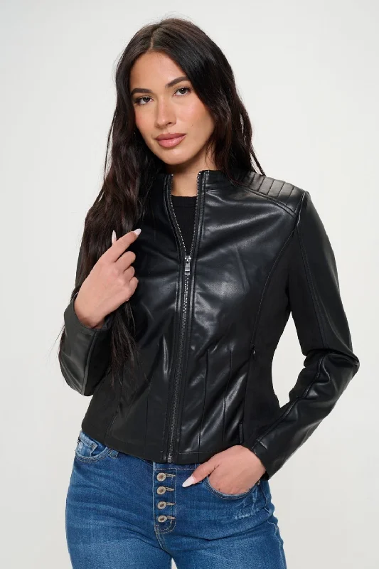 Zip Up Vegan Moto Jacket