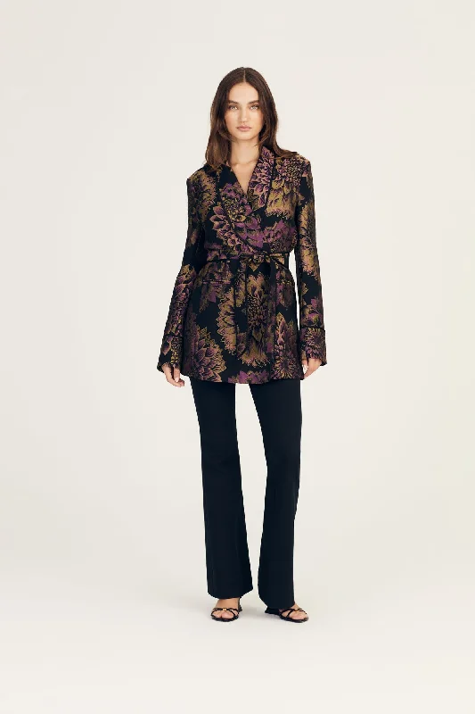 Derek Lam 10 Crosby - Orville Smoking Jacket in Black Jacquard