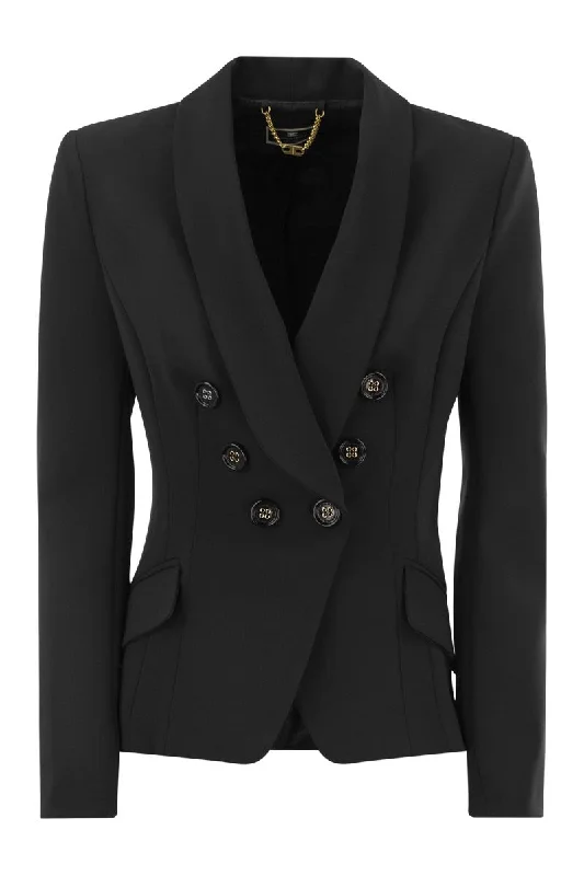 Double-breasted crepe jacket with shawl lapels