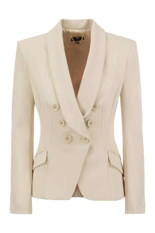 Double-breasted crepe jacket with shawl lapels