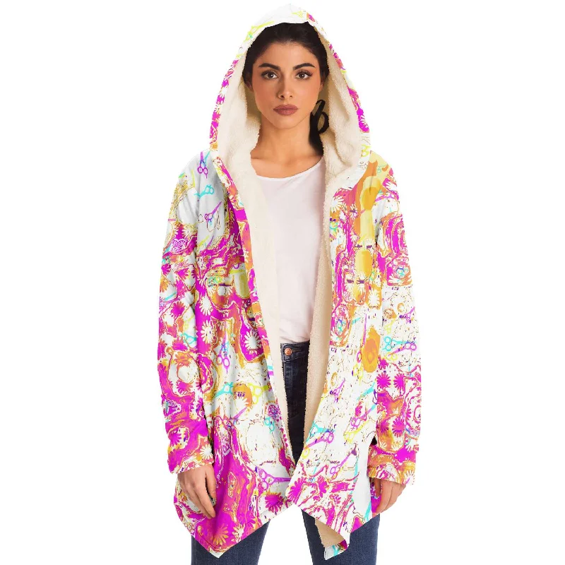 Hair scissor print pink abstract cloak women’s jacket