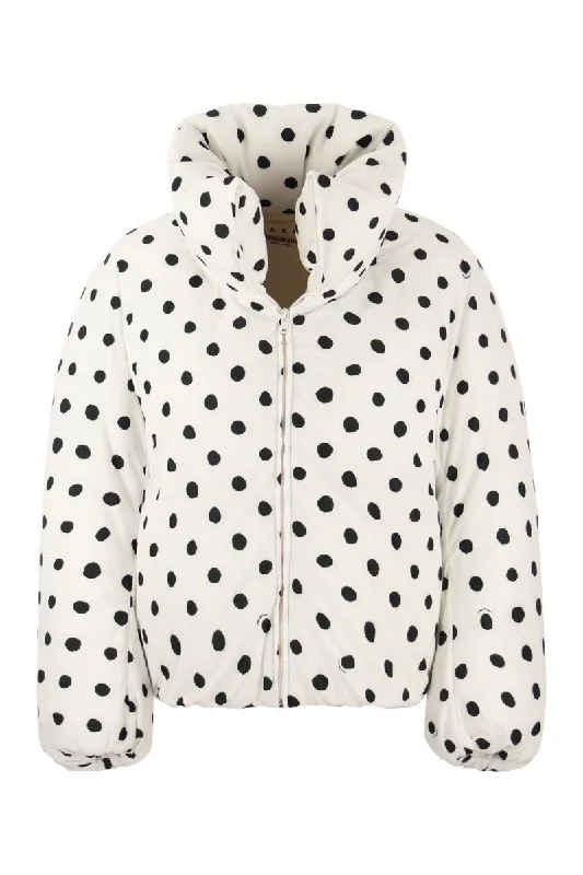 Oversize down jacket with polka dots