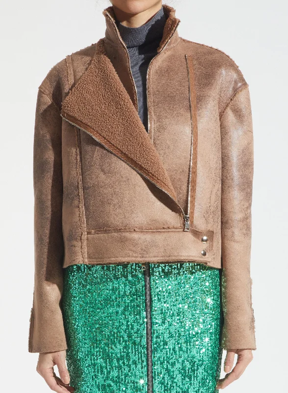 Saint Art New York - Phoebe Faux Sherpa Jacket in Camel