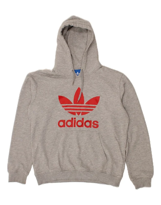 ADIDAS Mens Graphic Hoodie Jumper Large Grey Cotton